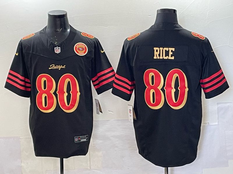 Men 2025 San Francisco 49ers #80 Rice black 5th generation Nike Limited NFL Jersey style  0019
